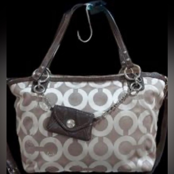 Coach Handbags - Coach Signature Handbag W/ Charms Sparkle Bling Charm & Scarf Vintage